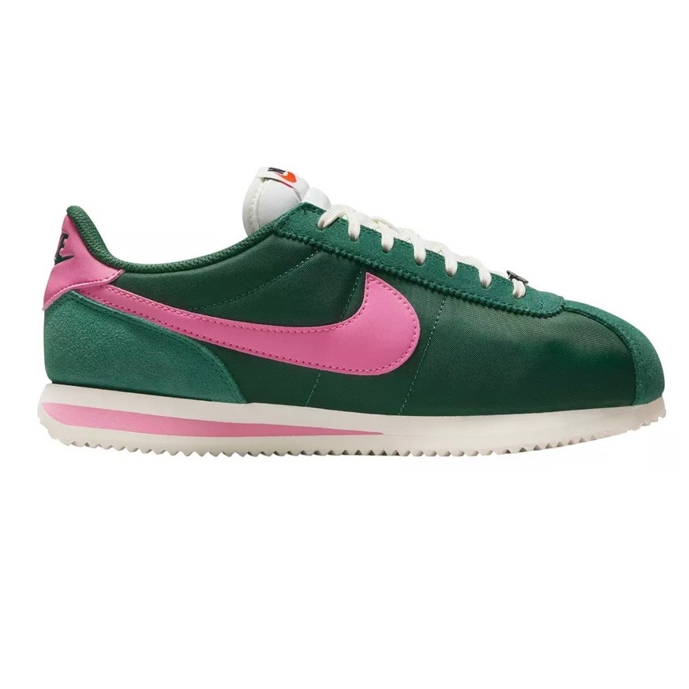 Nike Cortez Sneakers Womens Dark Green Pink Excellent Retro Running Shoes 7.5 - Picture 2 of 14